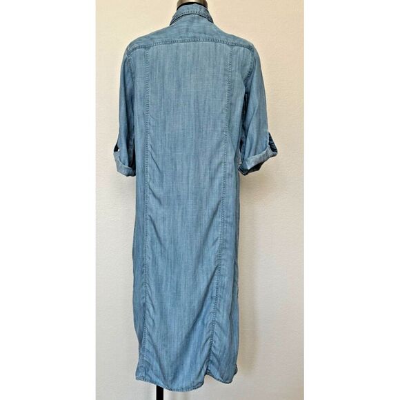 Jones New York Shirt Dress Women 6 Blue Chambray Pockets High Low Midi Dress - Picture 3 of 16